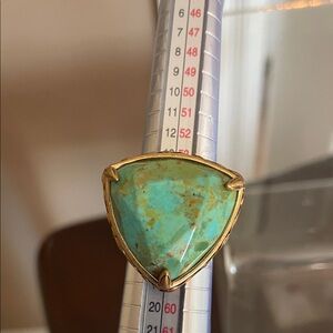 Gold-Tone Turquoise Triangle Statement Ring